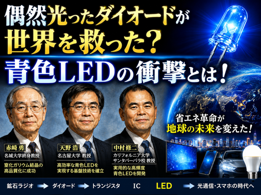 「偶然光ったダイオード」が世界を救った？ 青色LEDの衝撃とは！