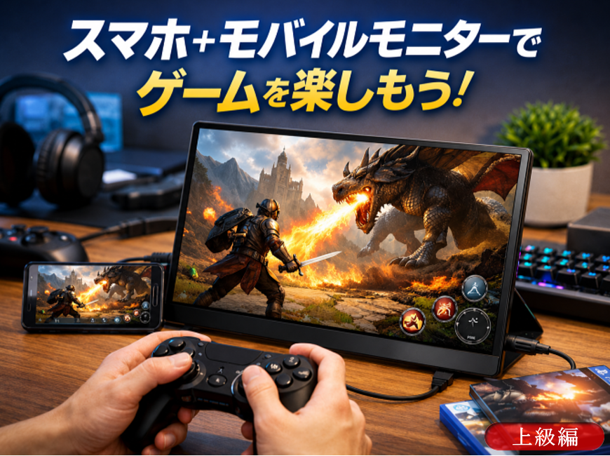 スマホゲームをモバイルモニターの大画面で楽しもう！