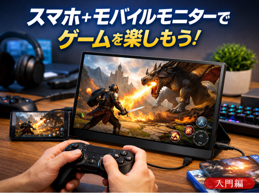 スマホゲームをモバイルモニターの大画面で楽しもう！