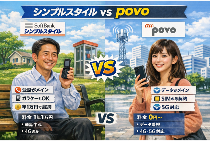 シンプルスタイル(SoftBank) vs povo(au)