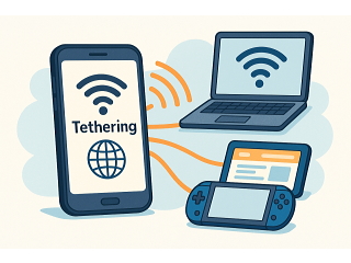 スマホのテザリングのイメージイラスト画像