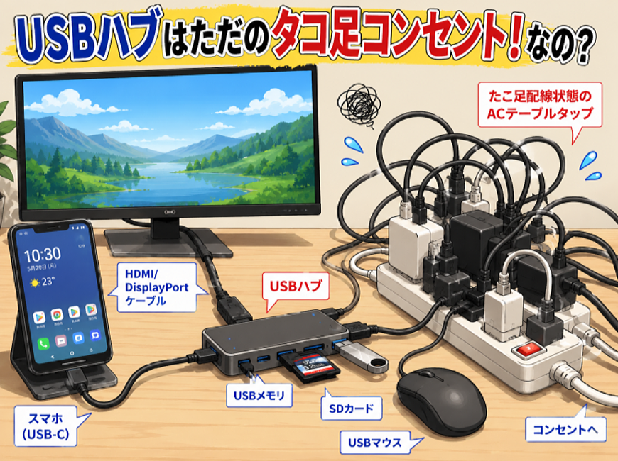 USBハブはただのタコ足コンセント！なの？